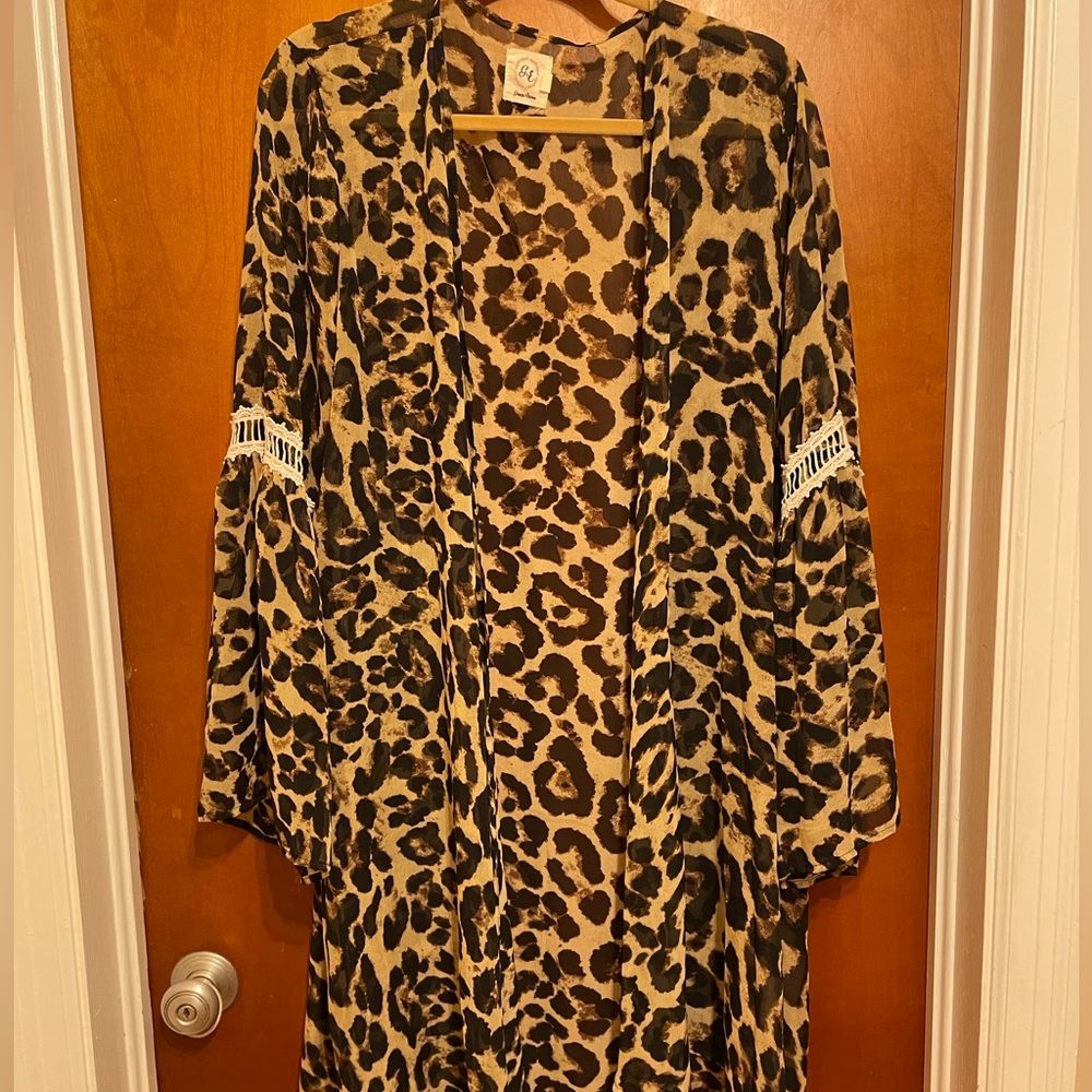 Leopard print kimono/ cover up
